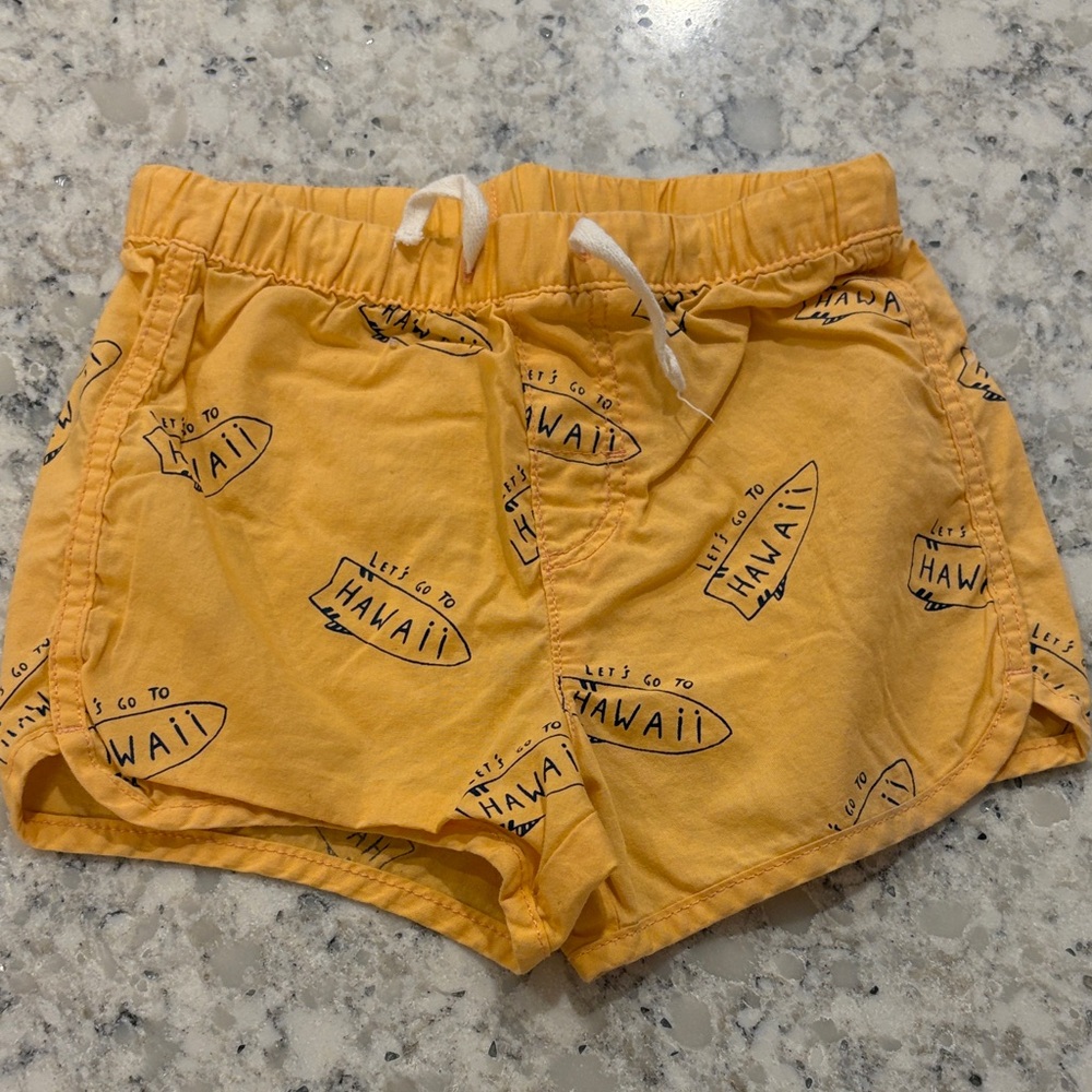 Orange Hawaii Print Shorts